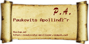 Paukovits Apollinár névjegykártya